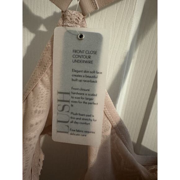 Natori New Lush Front Closure Contour Underwire Lace Back Bra Rose White 38D - Picture 7 of 7